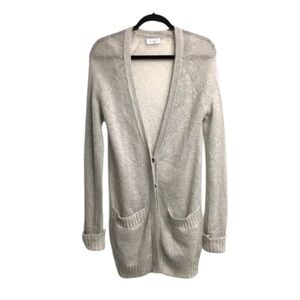 AMERICAN VINTAGE Long Button Front Cardigan Sweater Mod Mohair Grey L